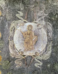 Kristus i majestät omgiven av fyra änglar, takmålning, 11-1400-talet